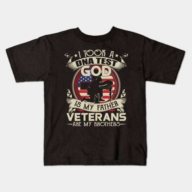 I Took a DNA Test God is My Father Veterans are my Brothers Kids T-Shirt by jonathanptk